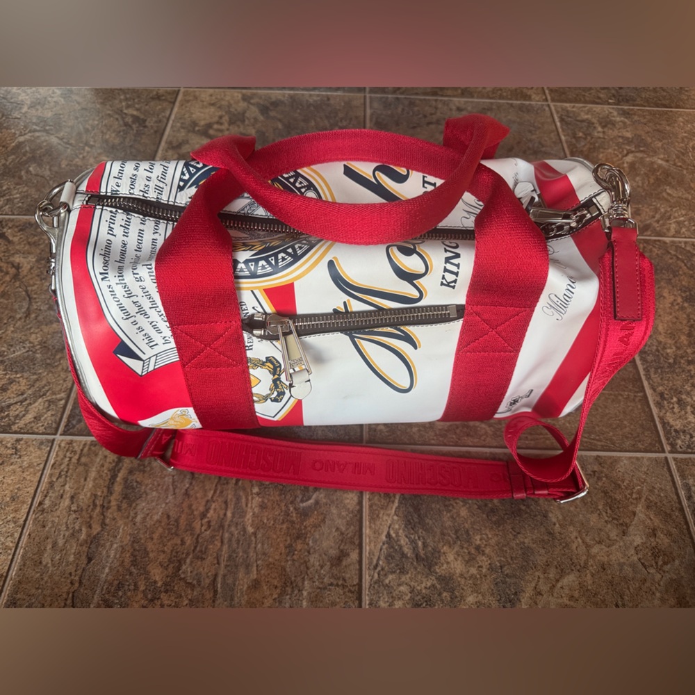 Moschino X Budweiser Limited Edition Beer Can Duffle Bag- Red/Gold/Blue/White